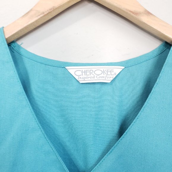 Cherokee Sage Green Button Down Scrub Top - Picture 8 of 11